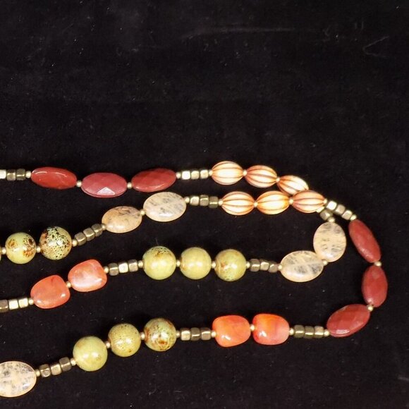 Premier Designs 54" Long Necklace Bronze Multi-color Stones Beads Mango Madness - Picture 7 of 8